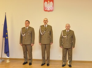Zastępca Komendanta Głownego SG płk SG Tomasz Praga wraz płk. SG Romanem Łubińskim i płk SG Michałem Stachyrą 