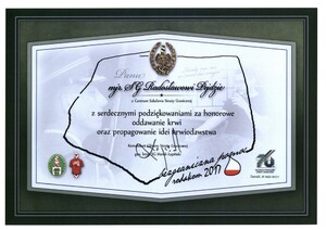 Dyplomy za krwiodawstwo