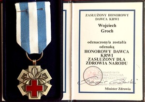 Honorowy Dawca Krwi-Zasłużony dla Zdrowia Narodu 