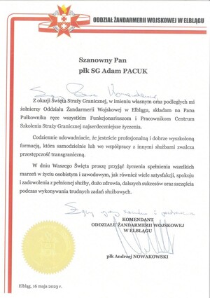 Dziękujemy za pamięć i życzenia z okazji Święta Straży Granicznej 