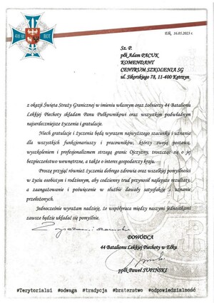 Dziękujemy za pamięć i życzenia z okazji Święta Straży Granicznej 