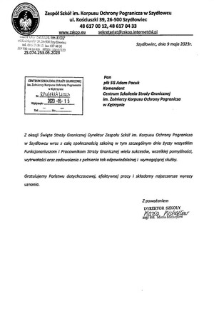Dziękujemy za pamięć i życzenia z okazji Święta Straży Granicznej 