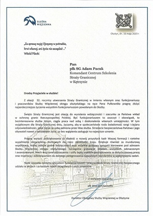 Dziękujemy za pamięć i życzenia z okazji Święta Straży Granicznej 