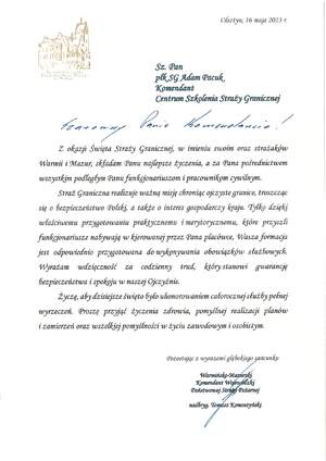 Dziękujemy za pamięć i życzenia z okazji Święta Straży Granicznej 
