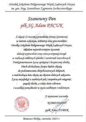 Dziękujemy za pamięć i życzenia z okazji Święta Straży Granicznej 