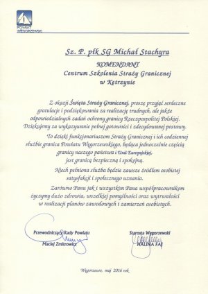 Przewodniczący Rady Powiatu i Starosta Węgorzewski 