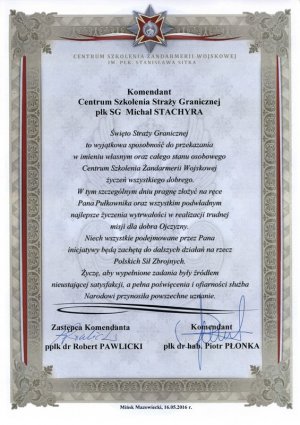 Komendant Centrum Szkolenia Żandarmerii Wojskowej w Mińsku Mazowieckim 